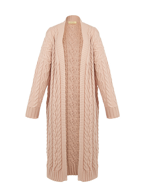 Розовый макси кардиган с поясом, 2