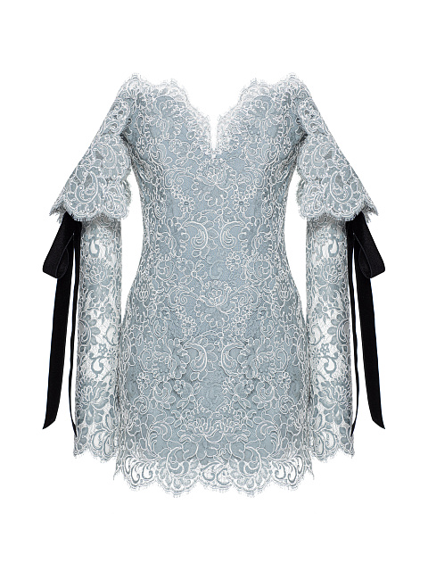 Голубое платье-мини из кордового кружева, 1