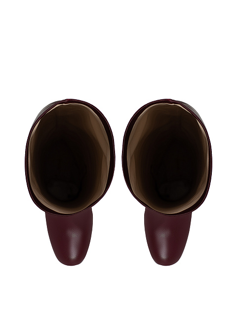 Бордовые высокие сапоги из кожи с круглым мысом, 4 Бордовые высокие сапоги из кожи с круглым мысом, 4