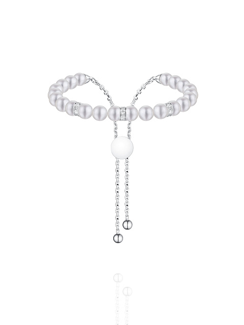 Браслет из серебра с жемчугом и фианитами, 1