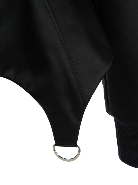 Черный бомбер из шелка с фигурным низом, 4 Черный бомбер из шелка с фигурным низом, 4