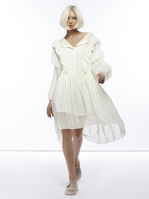 Платье из светло-лимонного шифона, 4