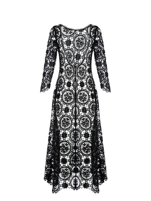 Черное платье-миди из кружева с открытой спиной, 2 Черное платье-миди из кружева с открытой спиной, 2