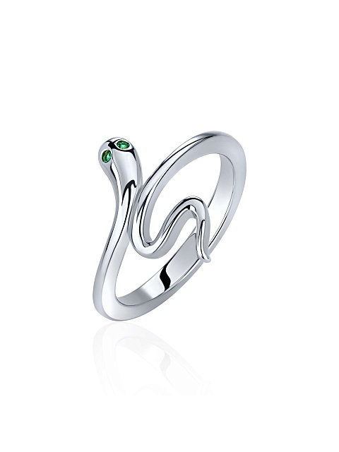 Кольцо в виде змеи из серебра с фианитами, 1