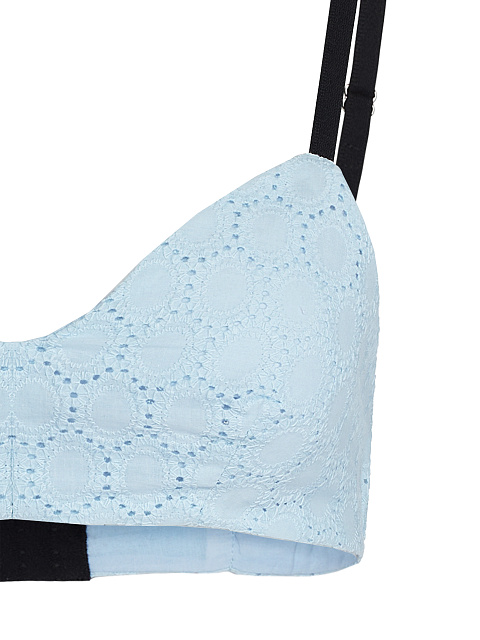 Голубой хлопковый сет из укороченной рубашки и бра, 6