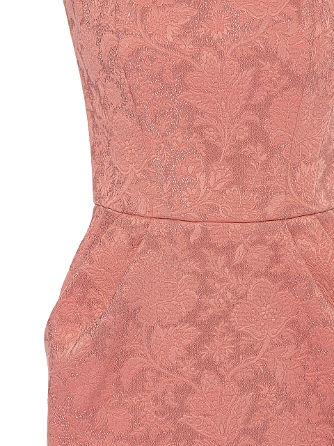 Розовое платье-мини из жаккарда, 3