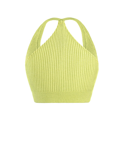 Светло-зеленый вязаный комплект из топа и кардигана, 3 Светло-зеленый вязаный комплект из топа и кардигана, 3