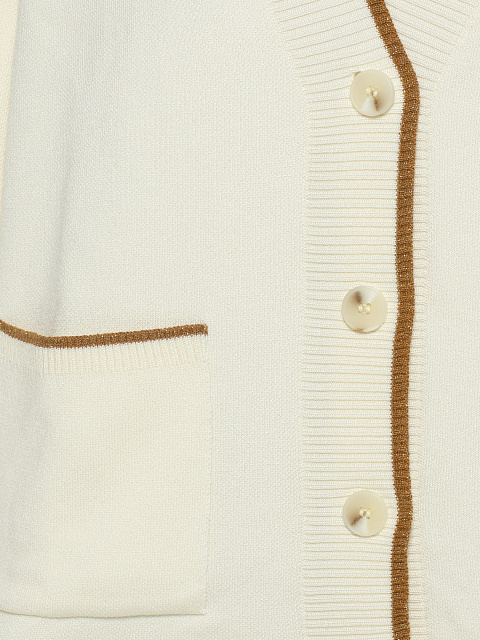 Молочный кардиган из трикотажа с кантом, 3 Молочный кардиган из трикотажа с кантом, 3