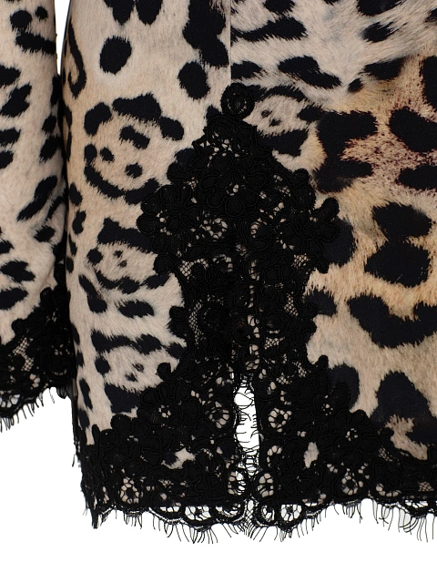 Леопардовое платье-мини с черным кружевом, 4