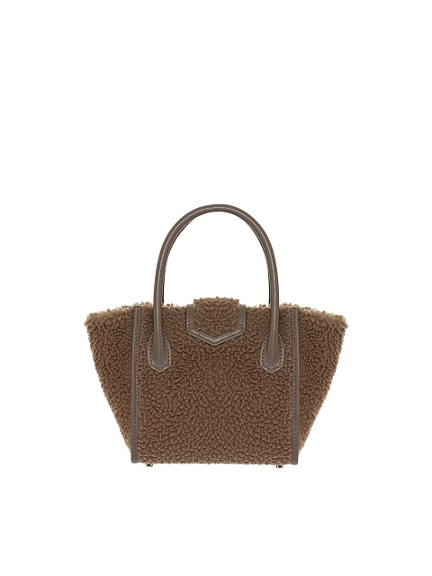 Коричневая сумка из овчины с лилией, 3