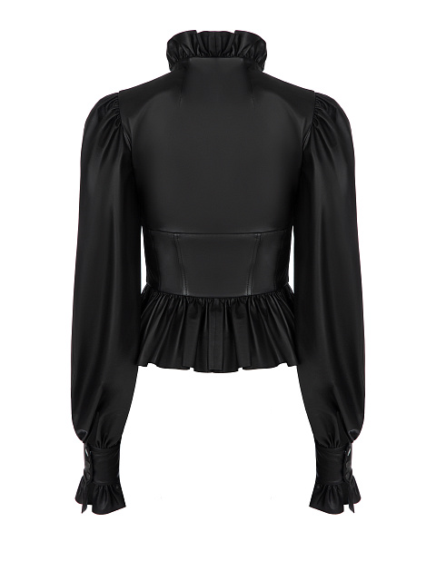 Черная кожаная блузка с баской, 2 Черная кожаная блузка с баской, 2