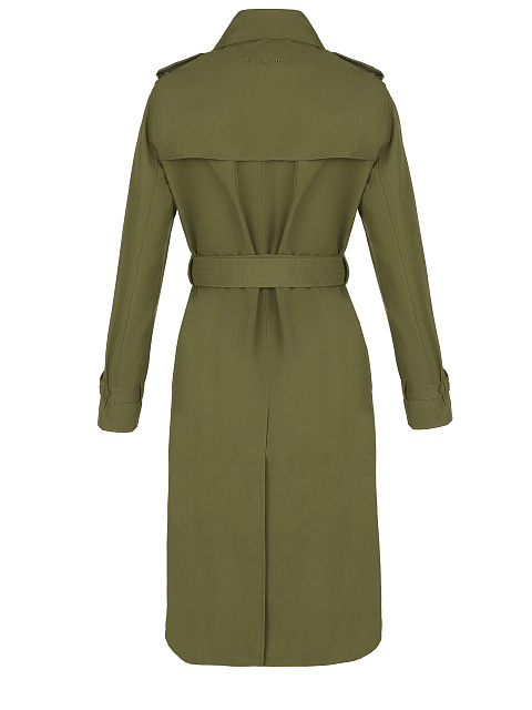 Двубортный тренч цвета хаки с поясом, 3