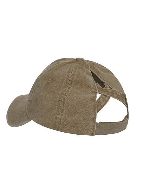 Бежевая кепка из денима с нашивкой из замши, 3