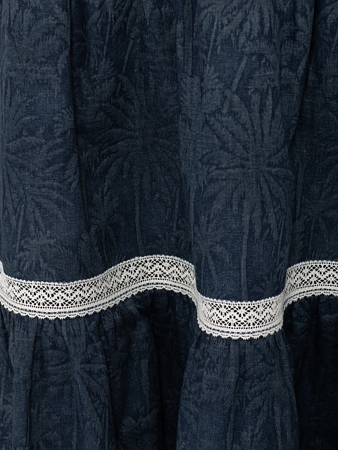 Синяя юбка-миди из жаккарда с кружевной тесьмой, 4 Синяя юбка-миди из жаккарда с кружевной тесьмой, 4