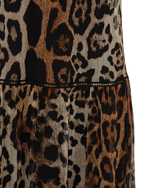 Платье-макси из шелка с леопардовым принтом, 4