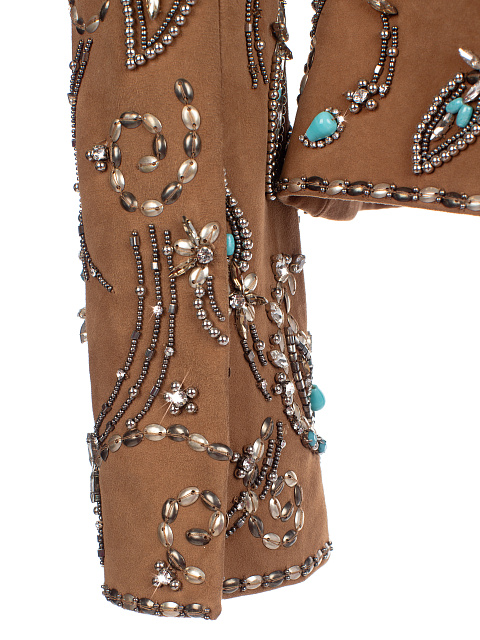 Коричневый замшевый жакет с вышивкой, 5