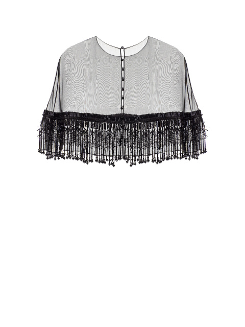 Черная пелерина из органзы с бисерной бахромой, 7 Черная пелерина из органзы с бисерной бахромой, 7