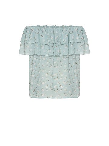 Голубой топ с открытыми плечами, 2