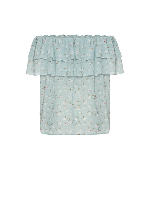 Голубой топ с открытыми плечами, 2