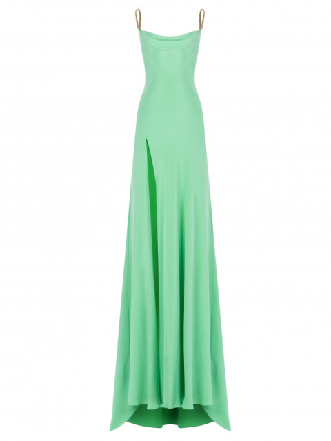Зеленое шелковое платье-макси, 1