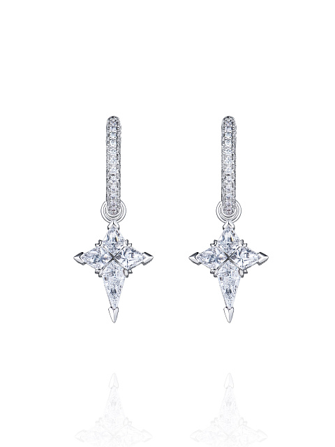 Хупсы из белого золота с бриллиантами, 6 Хупсы из белого золота с бриллиантами, 6