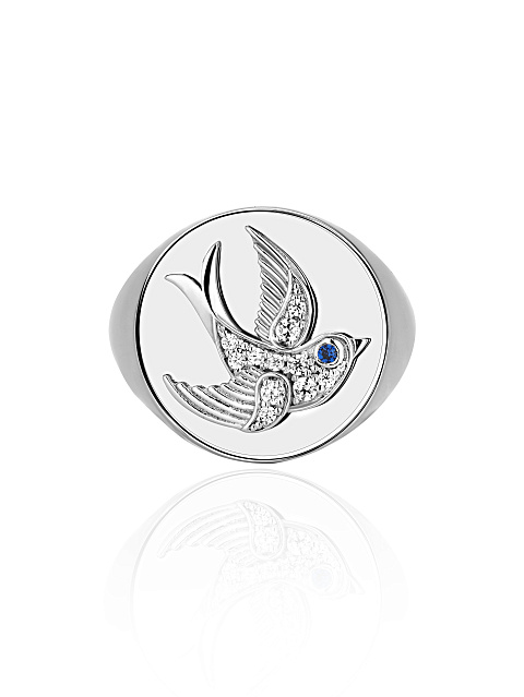 Кольцо из серебра с фианитами круглой огранки, 2 Кольцо из серебра с фианитами круглой огранки, 2