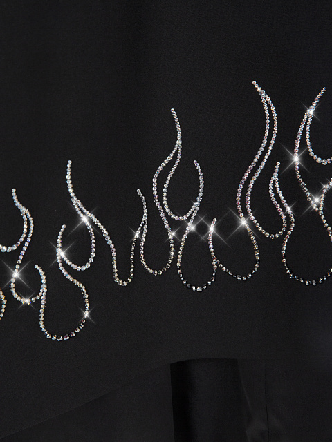 Черное трикотажное платье со стразами, 3