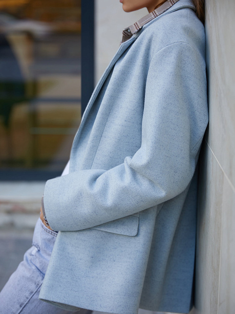 Голубой двубортный жакет из шерсти, 3 Голубой двубортный жакет из шерсти, 3