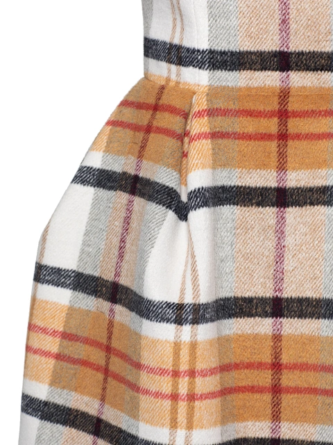 Оранжевое платье-мини из шерсти в клетку, 3