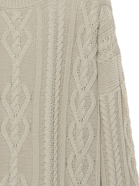 Светло-бежевый унисекс хлопковый свитер с косами, 3