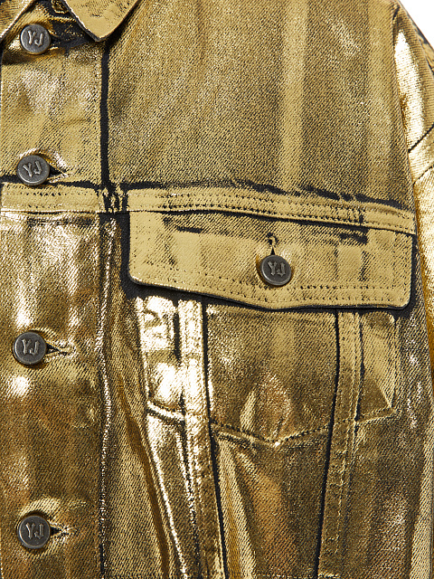 Черная укороченная джинсовка с золотым напылением, 3 Черная укороченная джинсовка с золотым напылением, 3