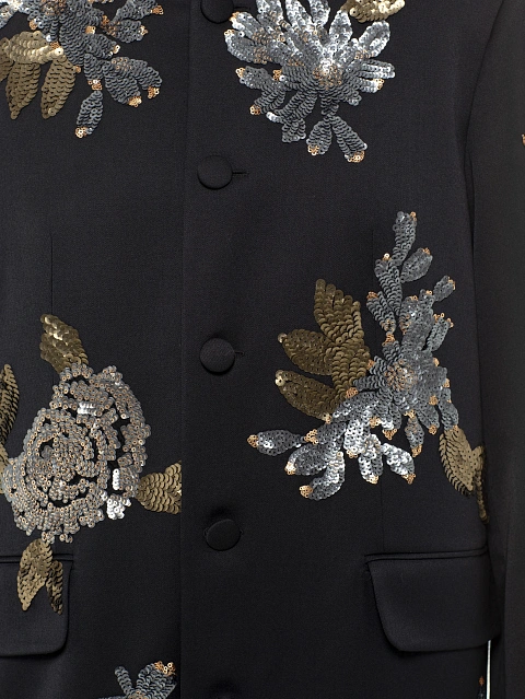 Черный костюм-тройка из шерсти с пайетками, 6