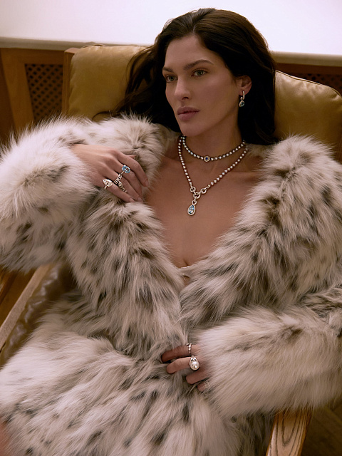 Колье с кулоном из белого золота с голубым бриллиантом и розовым жемчугом, 7 Колье с кулоном из белого золота с голубым бриллиантом и розовым жемчугом, 7