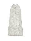 Платье мини из молочно-серого твида, воротник стойка, вырез капля, клевант, стразы