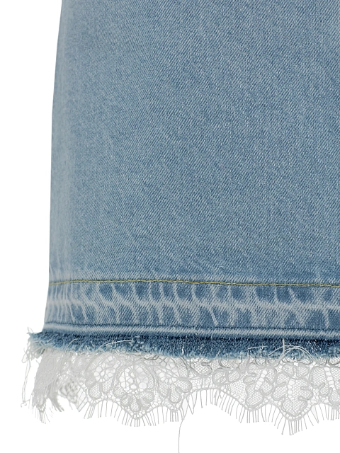 Голубая юбка-мини из денима с кружевом, 4 Голубая юбка-мини из денима с кружевом, 4