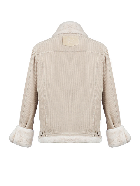 Бежевая вельветовая куртка с норковым мехом, 2