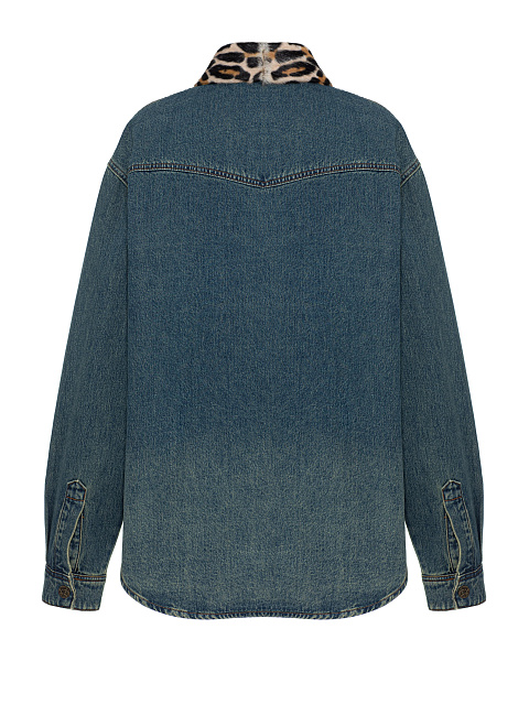 Синяя джинсовая рубашка с мехом козлика, 2