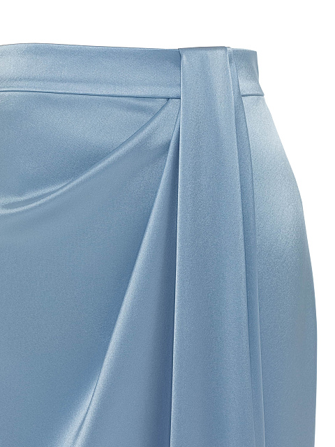 Голубой шелковый костюм из жакета и юбки-макси, 5