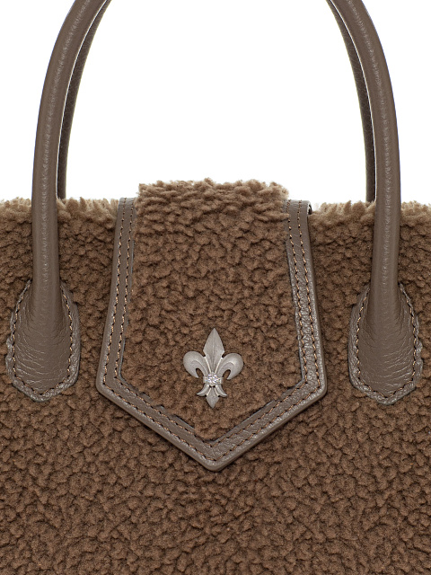 Коричневая сумка из овчины с лилией, 5