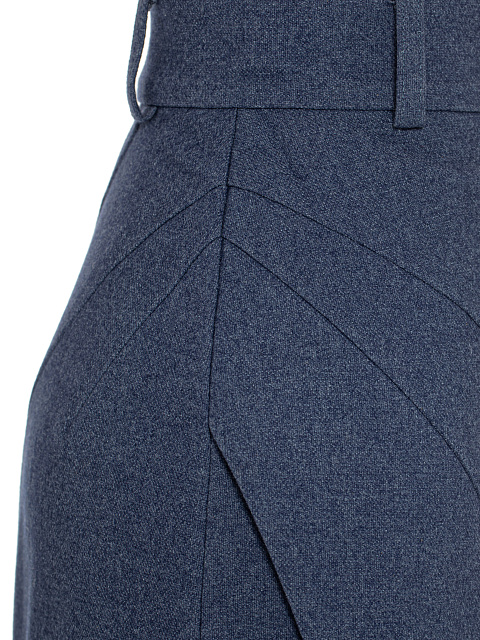Синий шерстяной костюм-двойка с юбкой-миди, 7