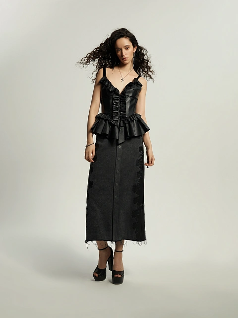 Кожаный корсетный топ с баской, 5 Кожаный корсетный топ с баской, 5