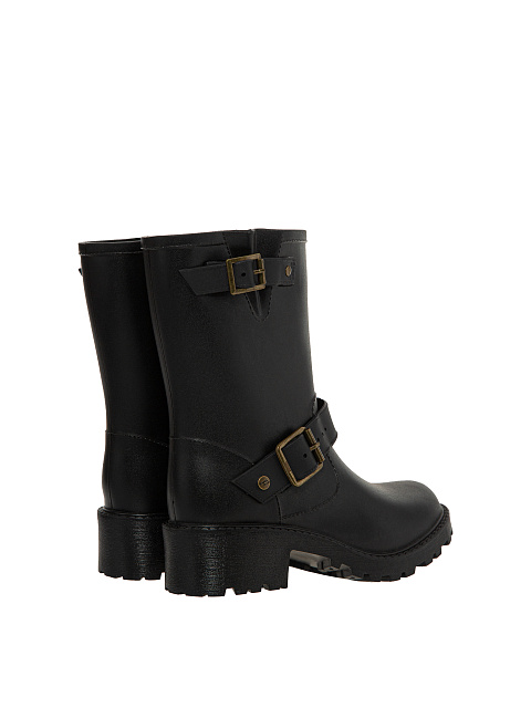 Черные резиновые полусапоги с бронзовой пряжкой, 3