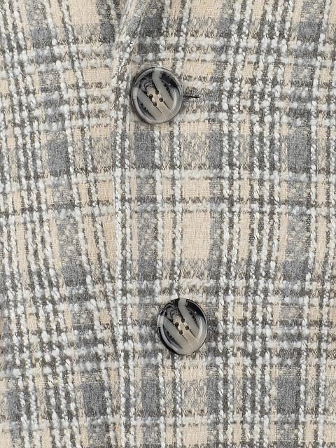 Однобортное шерстяное пальто в серо-бежевую клетку, 3