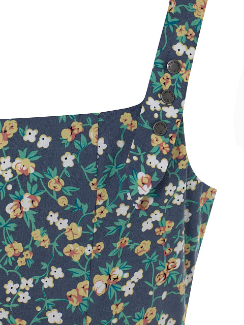 Синее платье-мини из хлопка с цветочным принтом, 4