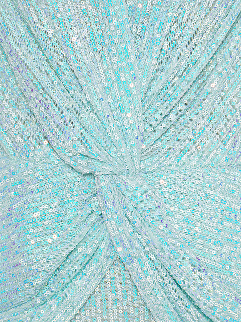 Голубое платье-мини с пайетками и драпировкой, 3