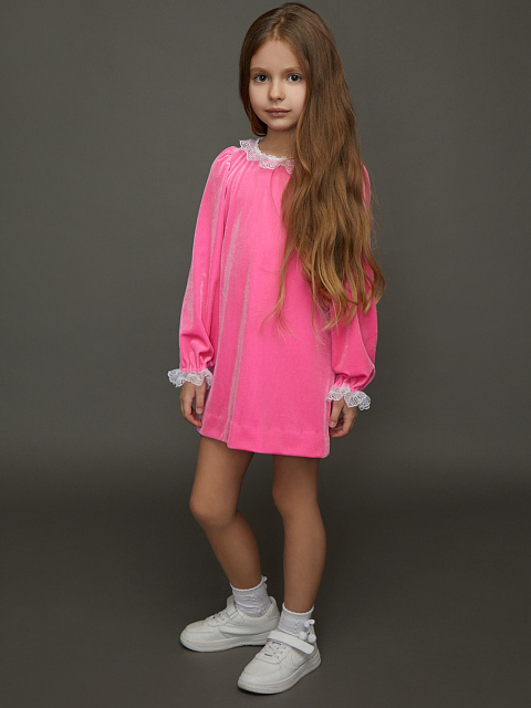 Розовое детское платье из бархата, 2