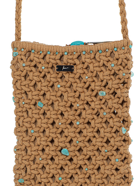 Бежевая сумка-мини с вышивкой бусинами, 4