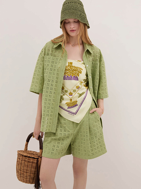 Зеленые шорты из хлопка, 2