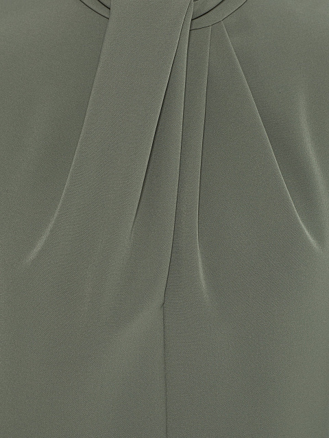 Серо-зеленое платье-миди с мехом норки, 3