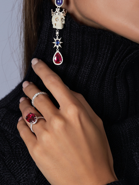 Кольцо из белого золота с бриллиантами и рубеллитом, 3